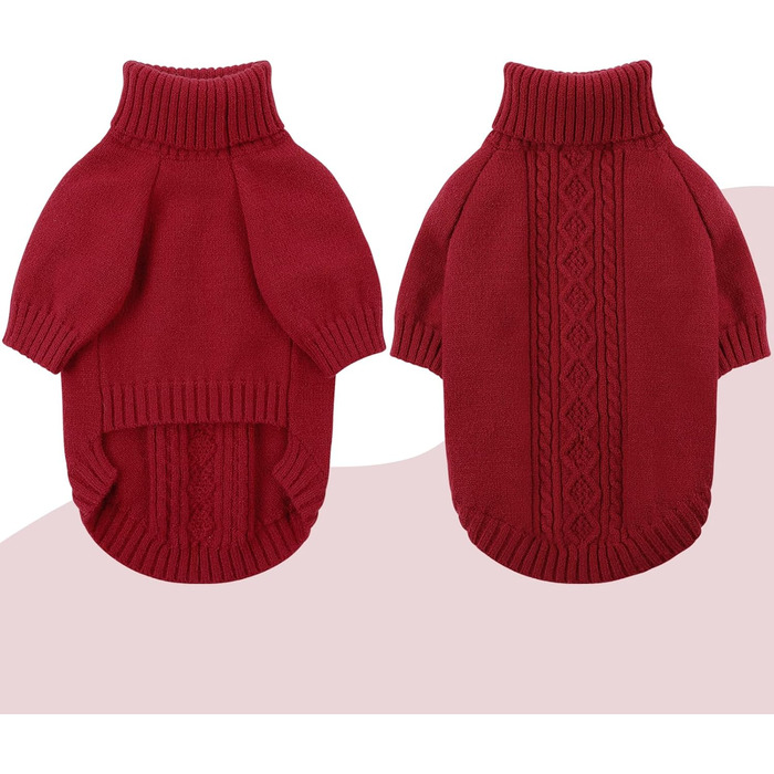 Пуловер для собак SAWMONG для великих собак, в'язаний пуловер з коміром-горловиною, світшот, класичний зимовий, теплий одяг для домашніх тварин для хлопчиків, дівчаток, пуловер для домашніх тварин, Чихуахуа, Французький бульдог (XX-Large, Червоний/Подорож