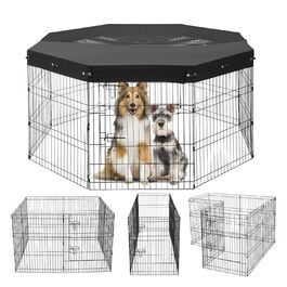 Металевий вольєр для собак VEVOR, 8 панелей, 76 x 61 см, розкладний, з дверцятами, матеріал: 600D Oxford, для собак, котів та інших дрібних тварин