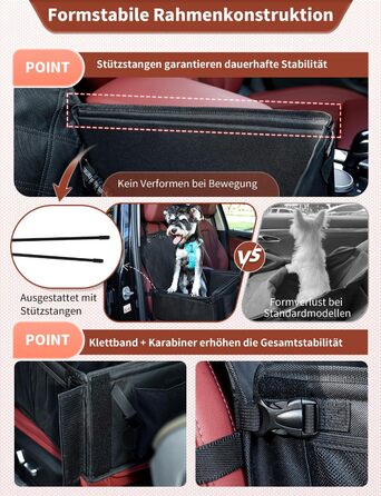 Автокрісло для собак KYG - Стабільне, водонепроникне, неслизьке та стійке до подряпин - для собак малого та середнього розміру - на переднє та заднє сидіння (Чорний) 6696