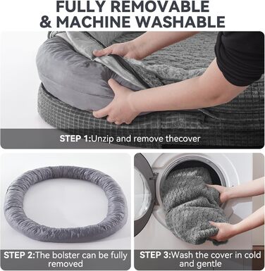 Ортопедичне ліжко для собак JOEJOY, диван для великих тварин, з підтримкою піною з ефектом пам'яті, чотиристороння подушка для шиї, розмір M (28'x 23'x 6.5') (71 x 58 x 17 см, сірий)