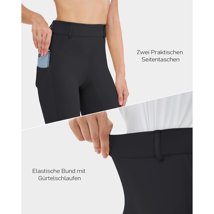 Легінси для верхової їзди HMILES для жінок, повний силіконовий покриття, висока талія, еластичні, з кишенею для телефону та петлями для ременя, сірі, розмір S