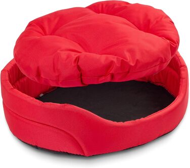 Крісло-ліжко для собак середніх порід, овальне | Зносостійке лежання для собак з подушкою | Кошик для собак | Поліестер, червоний, L (57x52 см)