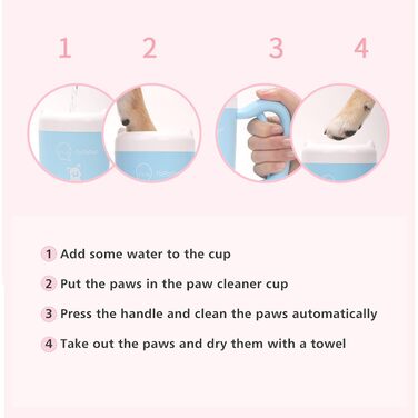 Автоматичний очищувач лап для собак та котів, мийка лап, силіконова щітка, портативний, 360 градусів, ABS-Silikagel