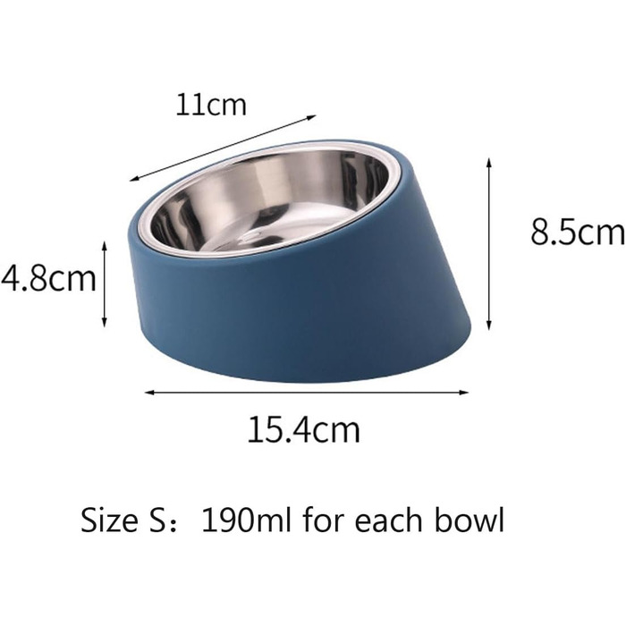 Миска для собак та котів Fuwok, нахилена під кутом 15°, знімний, неслизький, антивитікаючий дизайн, 2 шт. (Червоний, S)