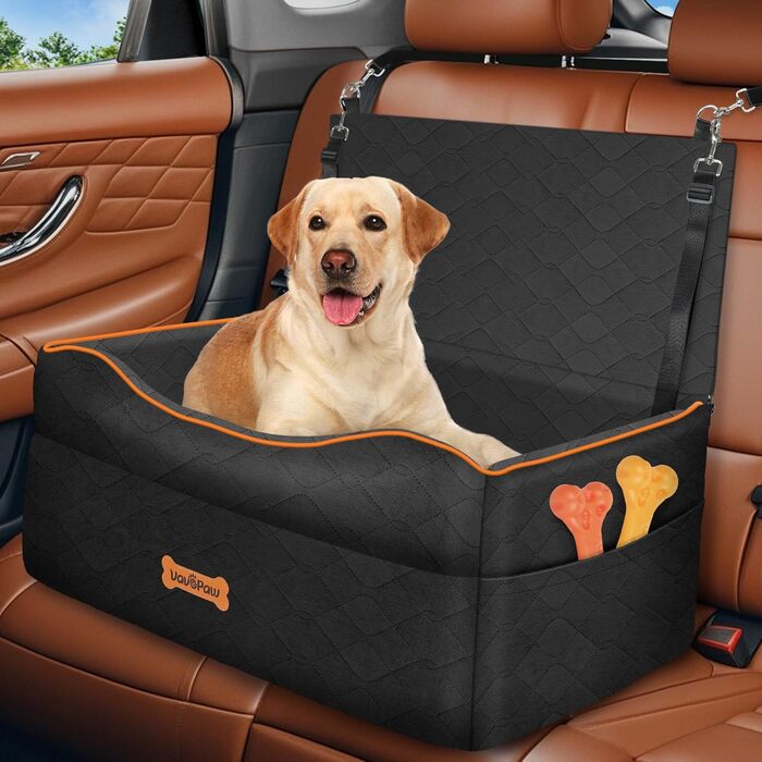 Автокрісло для собак VavoPaw, чорне, M: для собак до 25 кг, з м'якою подушкою та страхувальним ременем