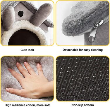 Кіжачий домик Galatée: тепле та затишне ліжко-іглу для котів, з антиковзким дном (M, сірий котик)