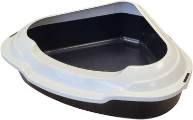 Торгівля котячий туалет кутовий XXL, модель Memphis, чорно-білий з бортиком