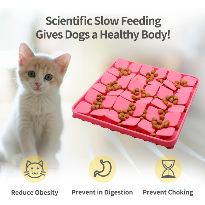 Килимок для повільного годування собак та котів Bowite Silikon з присосками (рожевий)