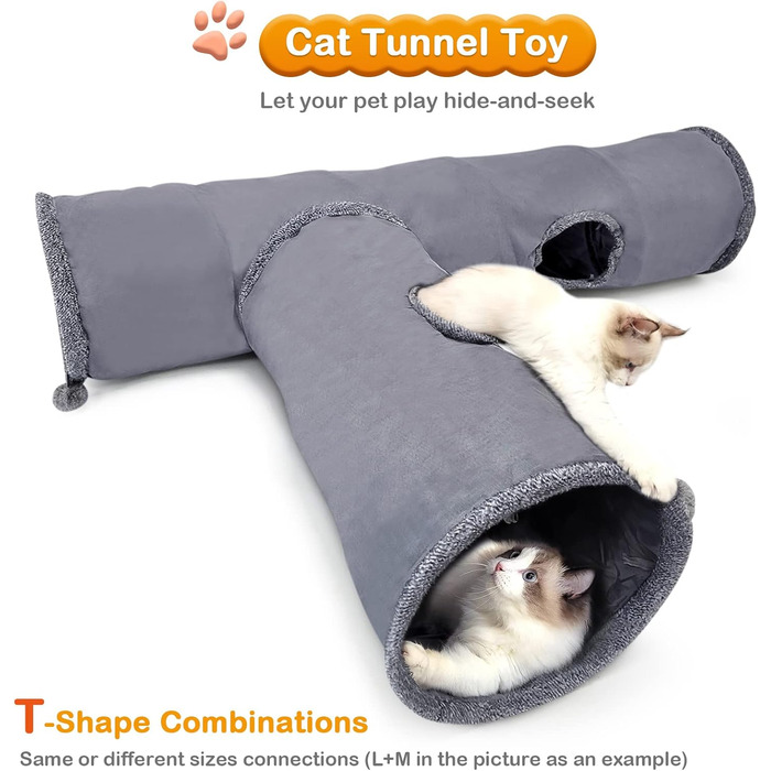 Туннель для котів ALLSOPETS - іграшка-тунель для кошенят, кроликів та інших дрібних тварин. Сірий колір.