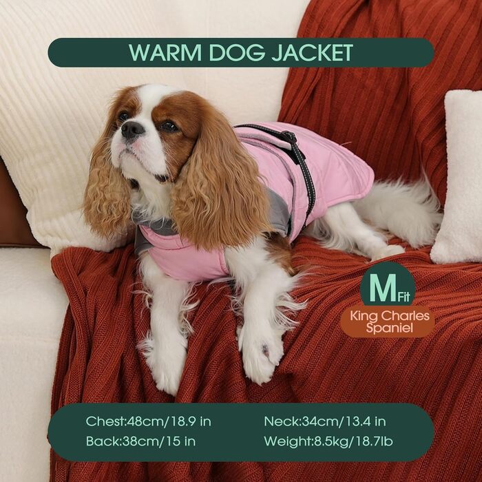 Водонепроникна та вітронепроникна куртка для собак Kuoser, теплий зимовий халат для великих собак, рожева XL