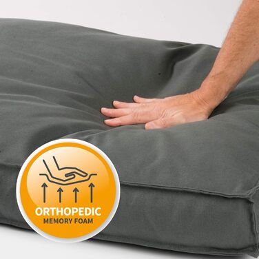 JAMAXX Преміум подушка для собак - ортопедична, з пінополіуретановими гранулами, знімний водонепроникний чохол, собаче ліжко з канвас-чохлом PDB1007 (S) 65x50 сірий, розмір L 65 x 50 x 30 см сірий