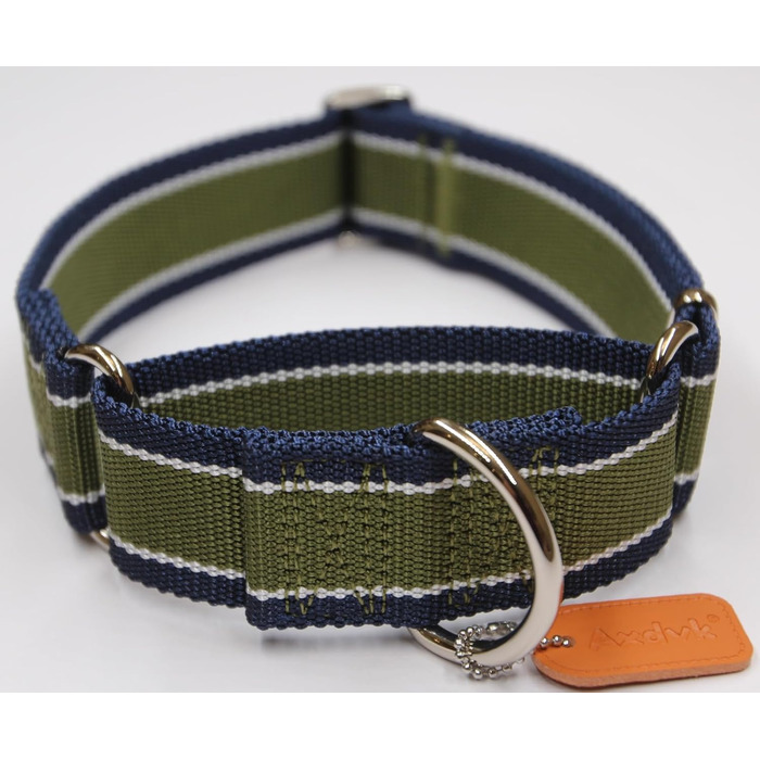 Нашийник для собак Martingale, 4 см, нейлон 1600D, анти-вислизання, 3 кольори, міцний, для середніх та великих собак, сіро-блакитний & чорний, армійсько-зелений & сірий (розмір: 43-64 см)