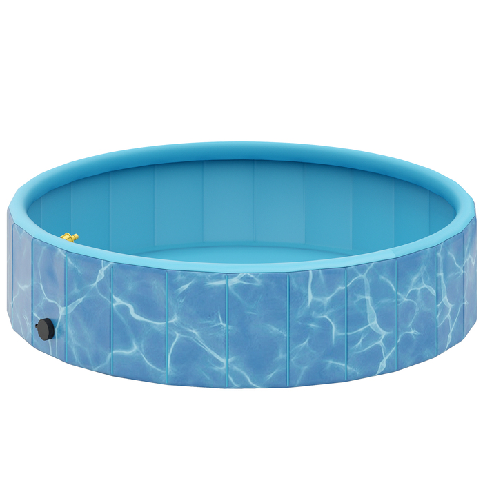 PawHut Dog Pool Складаний дитячий басейн з фонтаном і подушкою для води Ø120 x 30 см Нековзна ванна для собак і кішок Басейн для собак і кішок | Аосом