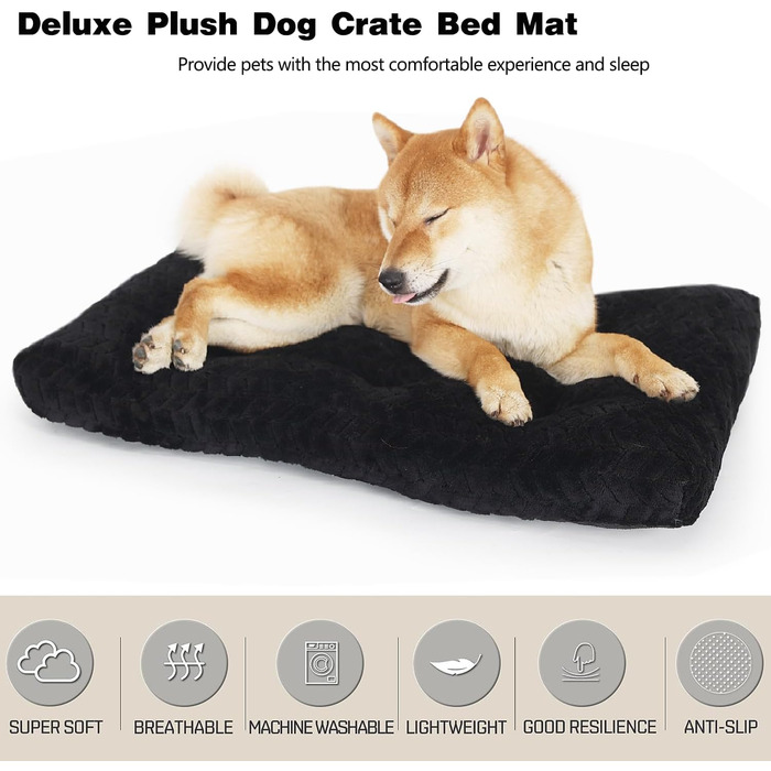 Клітка для собак середнього розміру, 76,2 см, чорна, з м'яким ліжком, 30'x20'x4', до 18 кг