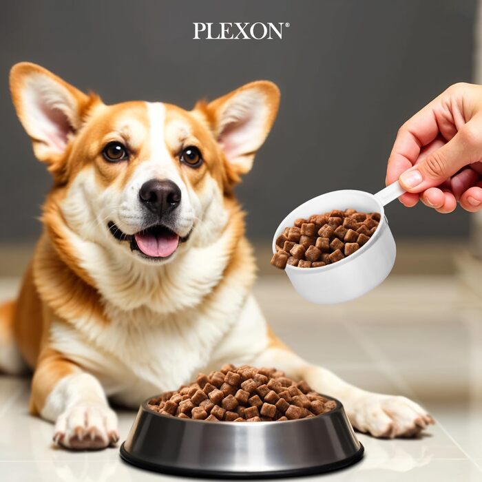 Контейнер для корму Plexon, білий, герметичний, з кришкою та лопаткою, 2 галони, банка для ласощів для домашніх тварин