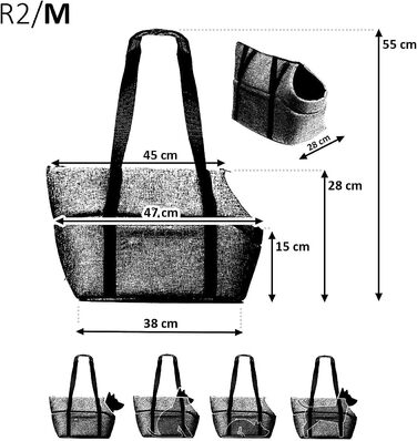 Чорна сумка-переноска для собак та котів, M, 38x28x28 см, Velvet (штучна замша)