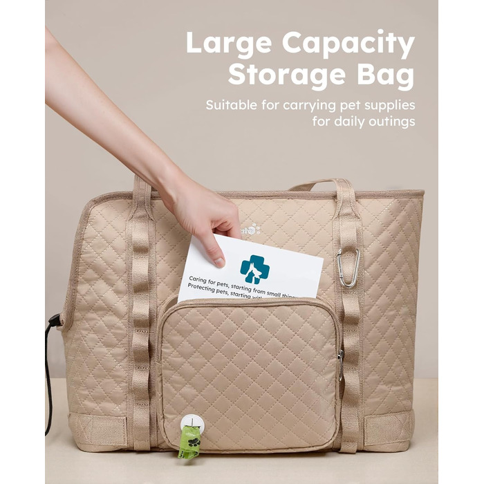 Транспортна сумка для собак Pecute, XL, 43x35x20 см, до 6 кг, для маленьких собак та котів, бежева