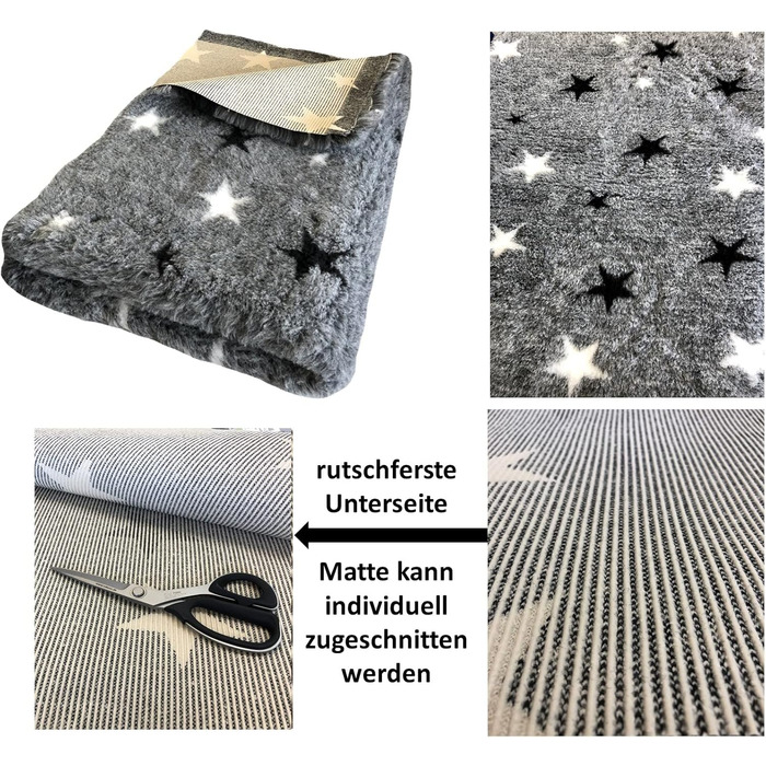 Килимок для собак Elropet Premium 30mm, неслизький, S/M/L для маленьких та великих собак, Vet Bed, найвища якість (S 80cm X 50cm, сірий зірки)