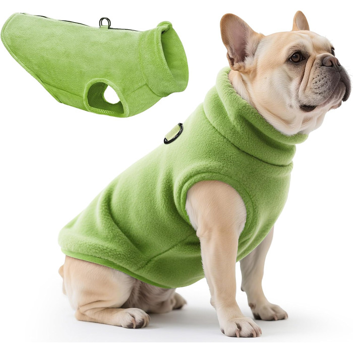 Теплий зимовий одяг для собак: куртка, пуловер, худі, комбінезон з флісу для малих, середніх та великих собак XS-XXL (зелений, S)