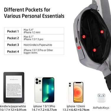 Сумка для собак з відділенням для ласощів та контейнером для відходів, поясна/животна сумка, сіра (нейлон), 12.2 x 12.2 x 5.71 см