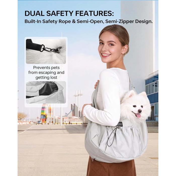 Сумка-переноска для собак та котів, широкі підплічники, регульована, ергономічна, сіра, до 5,4 кг