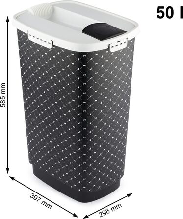 Контейнер для корму Rotho MyPet Cody 50 л з кришкою, харчовий пластик, BPA-free, чорний/білий