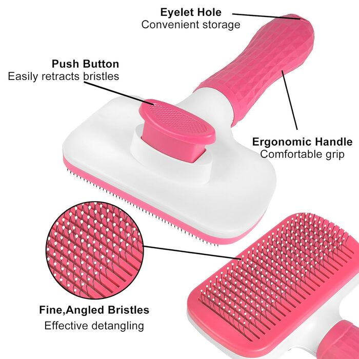 Щітка для грумінгу собак та котів, самоочисна, видаляє підшерсток, ковтуни та вилиняле волосся