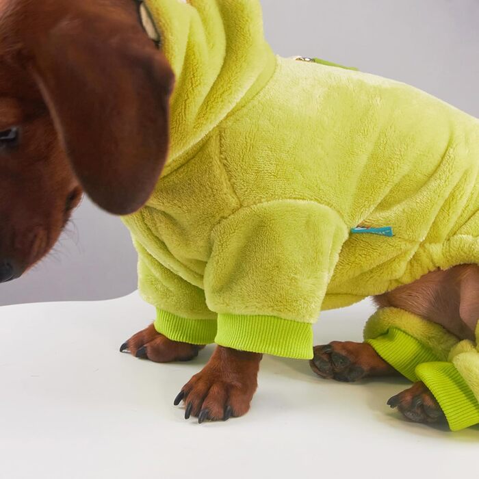 Теплий зимовий костюм-піжама для такси для маленьких собак, зелений S, з D-початком та кнопками