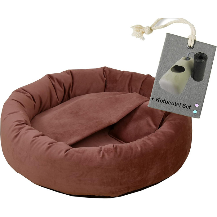 Килимок для собак Luxus Denver | гігієнічний, миється | розмір M (для маленьких та середніх собак) | затишна печеринка з пакетиками для збору відходів | діаметр 68 см (Ø 90 см, Рожевий)