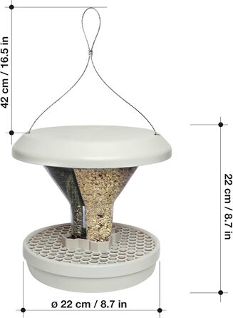 Швейцарський годівничка для птахів SWISSINNO Davos SMART – годівниця з піддоном, антиратонна, для саду та балкону, сірий колір