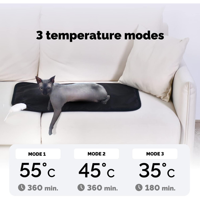 Тепла підстилка для котів та інших тварин Mimi, 50x80 см, 3 режими нагріву, для котів, собак, курчат, кроликів