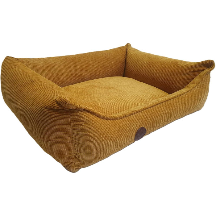 Ортопедичне ліжко для собак, сумісне з великими, середніми та маленькими породами, жовто-гірчичний колір, миється, розмір M (77x60x20 см)
