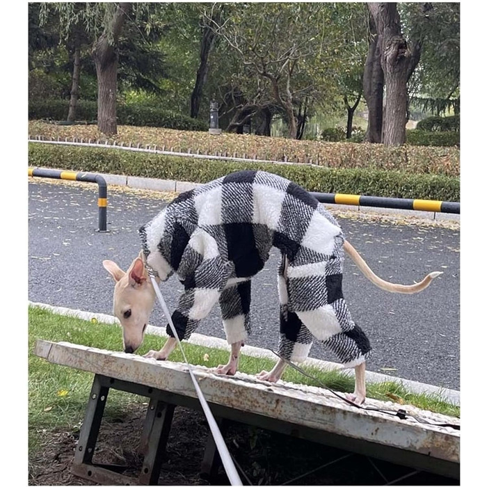 Теплий флісовий комбінезон для собак на зиму, повне покриття тіла, для маленьких, середніх та великих собак (L, чорний/білий)