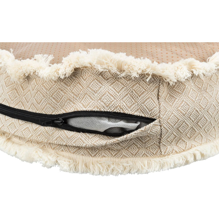 Ліжко для собак та котів TRIXIE Kuscheliges Boho, овальне, 100x85 см, бежеве - знімний, пральний чохол