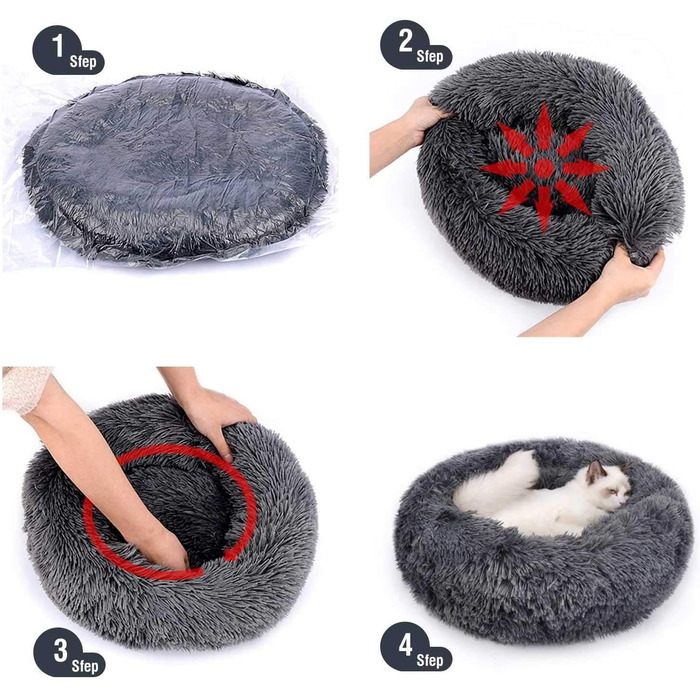 М'яке ліжко для собак та котів PETCUTE - кругленьке, мите, коричневе