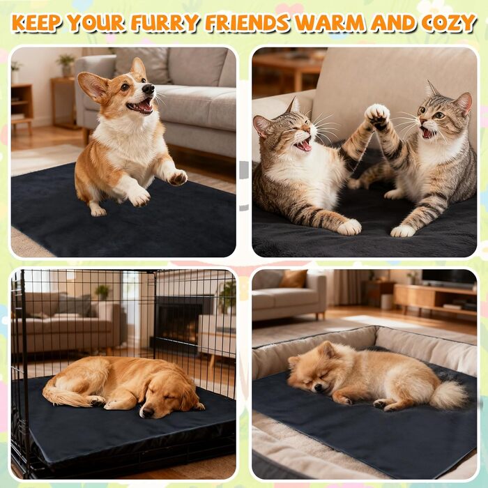 Килимок грілка для котів та собак Qoosea, електричний, 45x45 см, регулювання температури 30-60°C, таймер, водовідштовхувальний, знімний чохол