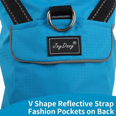 Регенковий плащ JoyDaog для дрібних собак з капюшоном, водонепроникна куртка для собак, плащ для цуценят з кишенями, блакитний, XS X-Small
