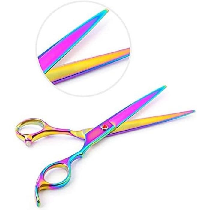 Професійні ножиці для собак 7 дюймів, набір 4 шт. (прямі, вигнуті, розріджувачі), чорний