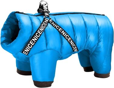 Зимовий теплий куртка для собак, водонепроникний, для Французького бульдога, Чихуахуа (чорний, блакитний, розмір 10)