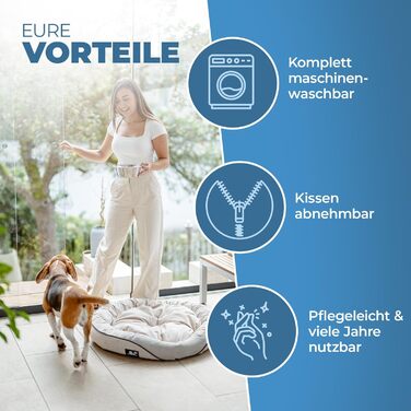 Ортопедичне ліжко для собак - диван для малих, середніх та великих собак | миється, не слизьке, ергономічне | кошик для собак, спальні місця для домашніх тварин та меблі, лежанка для собак | Champ’s Nap (S)