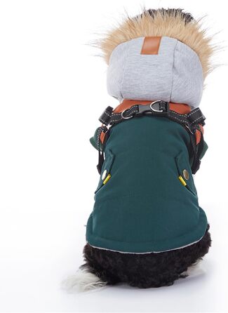 Зимовий теплий пуховик для собак з протекторними отворами, вітронепроникна куртка для холодної погоди, бавовна, костюм для цуценят, маленьких та середніх собак, розмір XL (2XL: обхват грудей 55 см, Стиль 6: зелено-коричневий)