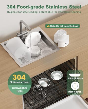 Автоматичний годівниця для котів та собак Gimars 5L з LCD-дисплеєм, 2 миски, програмування, 1-6 прийомів їжі, голосовий запис, білий колір