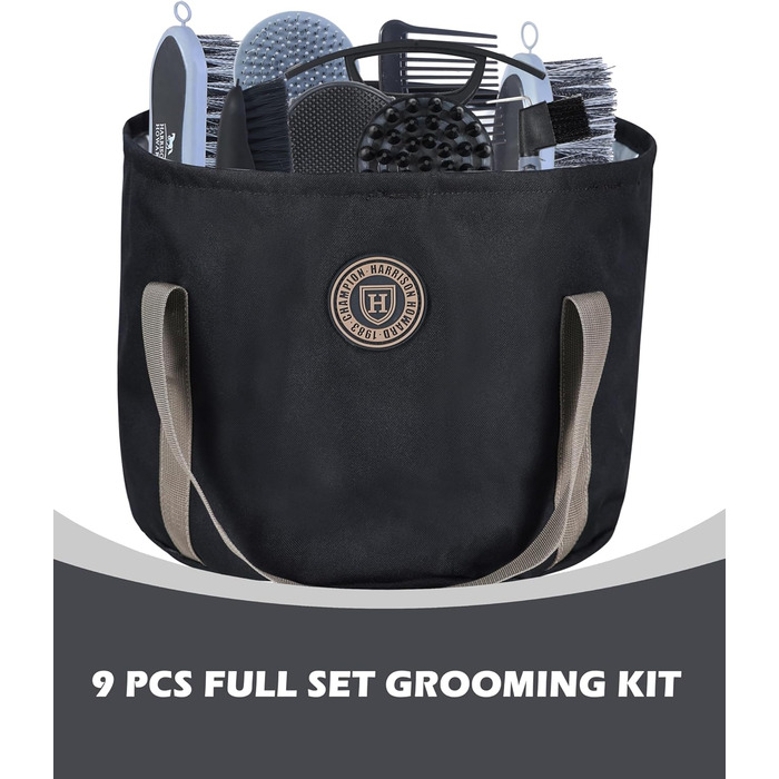 Набір для догляду за конем Harrison Howard, 9 предметів, блакитний (з сумкою)