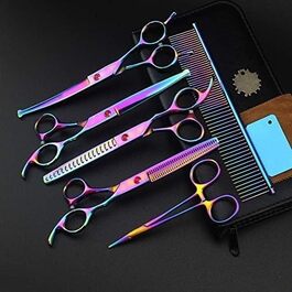 Набір професійних ножиць для грумінгу собак, котів та інших домашніх тварин QUNINE, різнокольорові