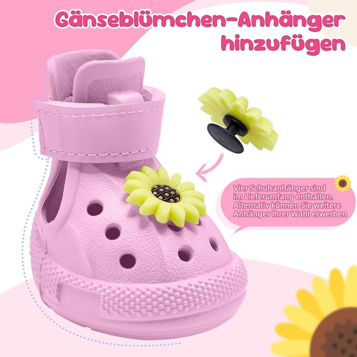 Взуття для собак SlowTon: дихаючі, неслизькі літні сандалі для собак з світловідбиваючими смугами (рожевий, розмір 4)