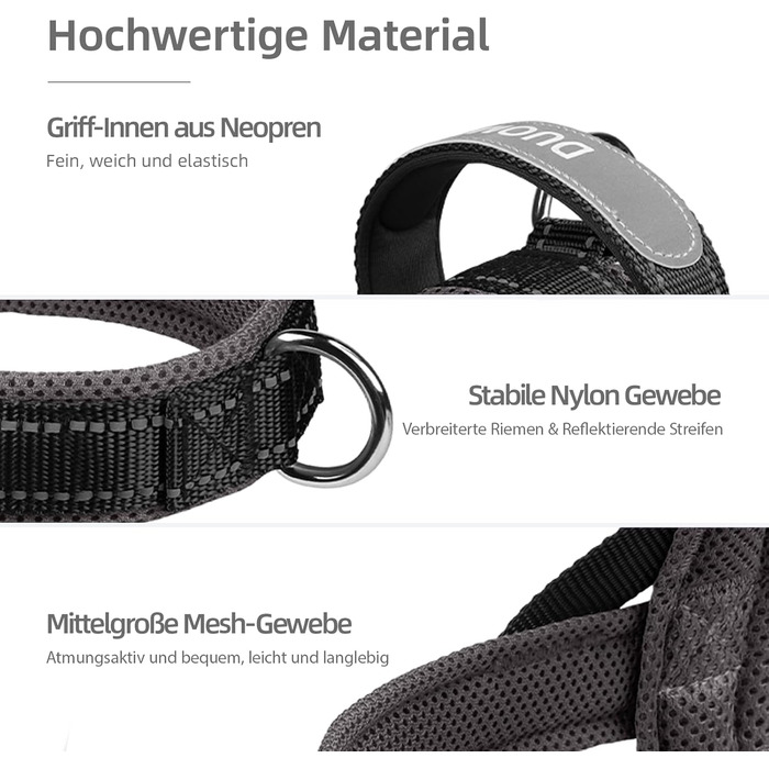 Нашийник для собак середніх та маленьких порід з повідком, кольоровий, сітка, м'який, з ручкою та кільцем, світловідбиваючий, легкий, чорно-сірий, розмір M