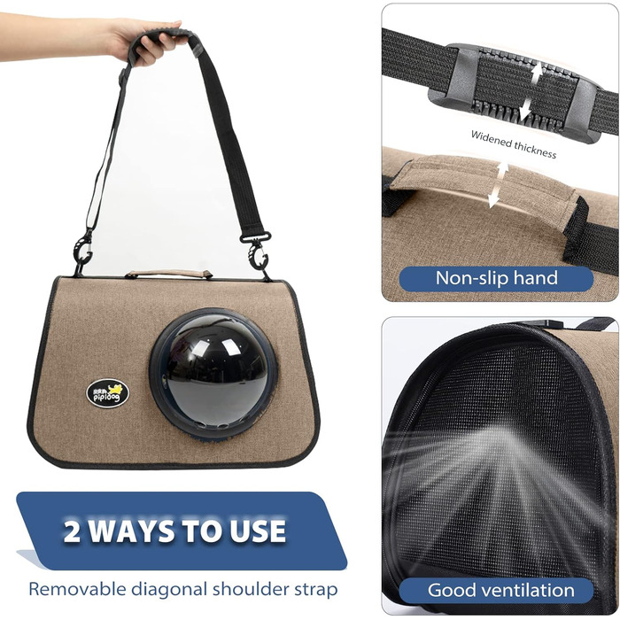 Транспортна сумка для кота/собаки PETCUTE, 41 x 25 x 27 см, складана, з вентиляційними отворами, підходить для середніх котів та маленьких собак, схвалена авіакомпаніями, темно-зелений (кавовий)