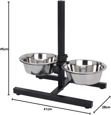 Станція для годування собак Spetebo, регульована висота, 2 миски, для корму та води, для дому та вулиці
