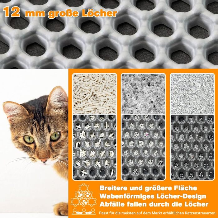 Килимок для котячого туалету Blissstorm Matte 60x90cm з EVA, двошаровий, водонепроникний, антиковзкий, легко миється. Підходить для всіх котів. Колір хакі/рожевий.