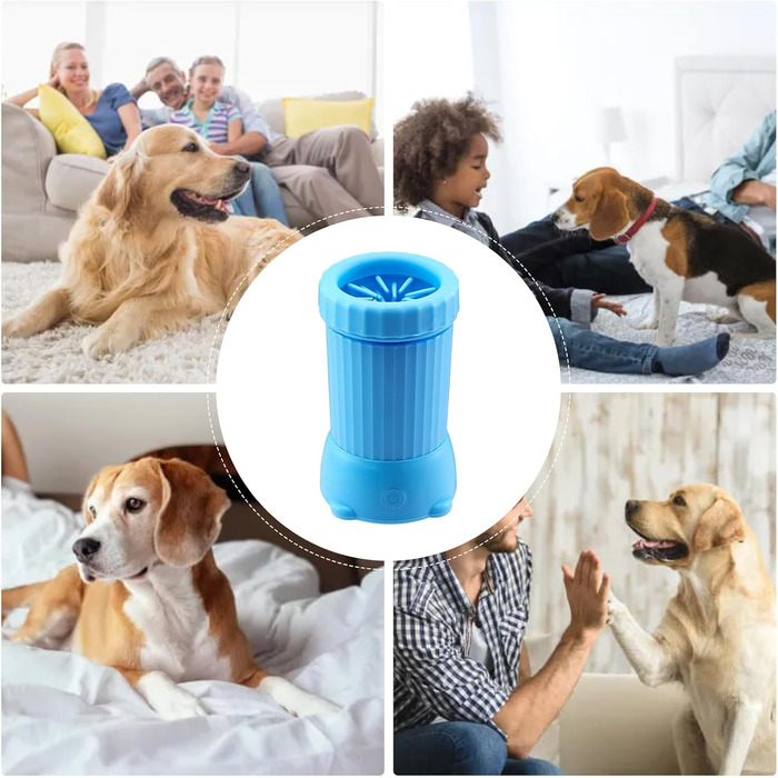 Автоматична мийка для лап собак, розумний пристрій для миття лап домашніх тварин, USB-зарядка, для дому, середніх та великих порід, цуценят, кошенят (блакитна)